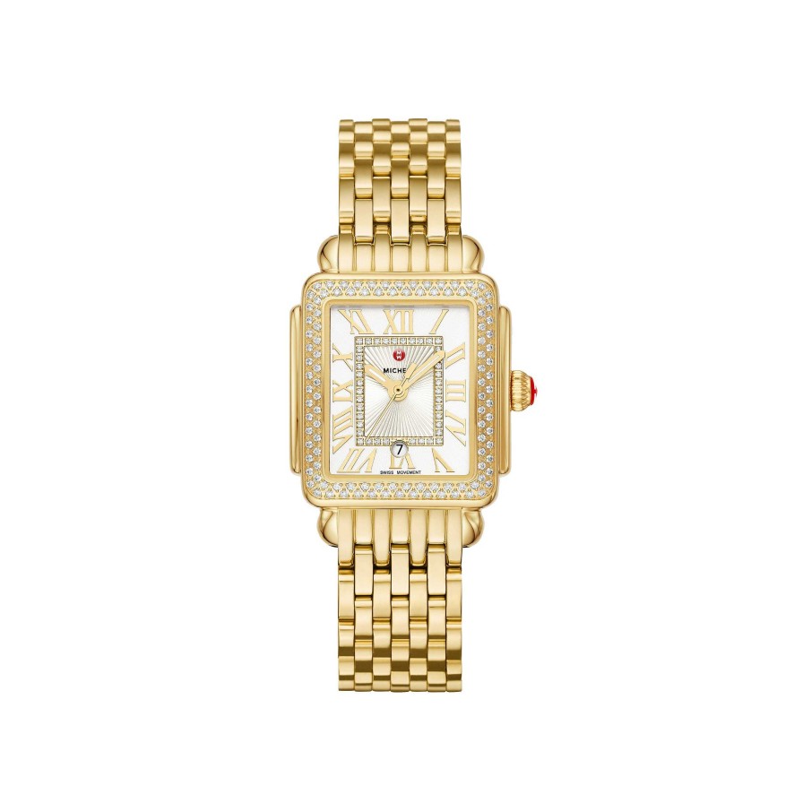 Watches Michele | Michele Deco Madison Mid 18K Gold Diamond Watch