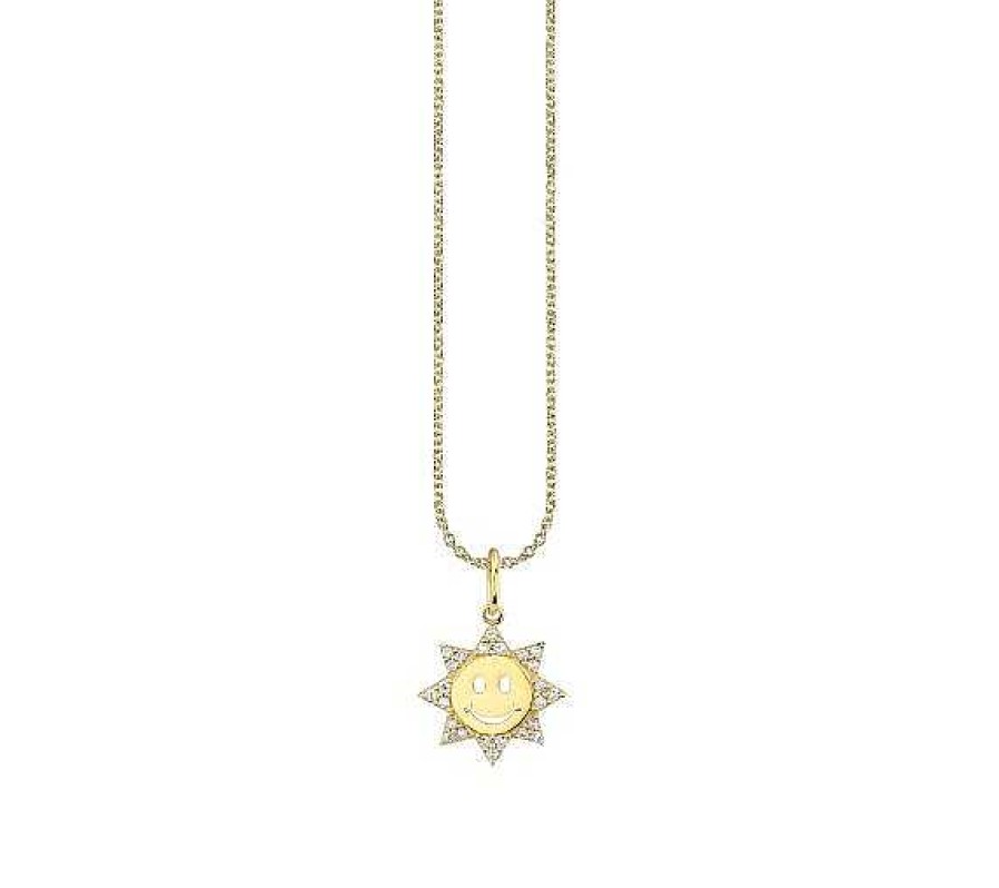 Necklaces & Pendants Sydney Evan | Sydney Evan Happy Face Sun Charm Necklace