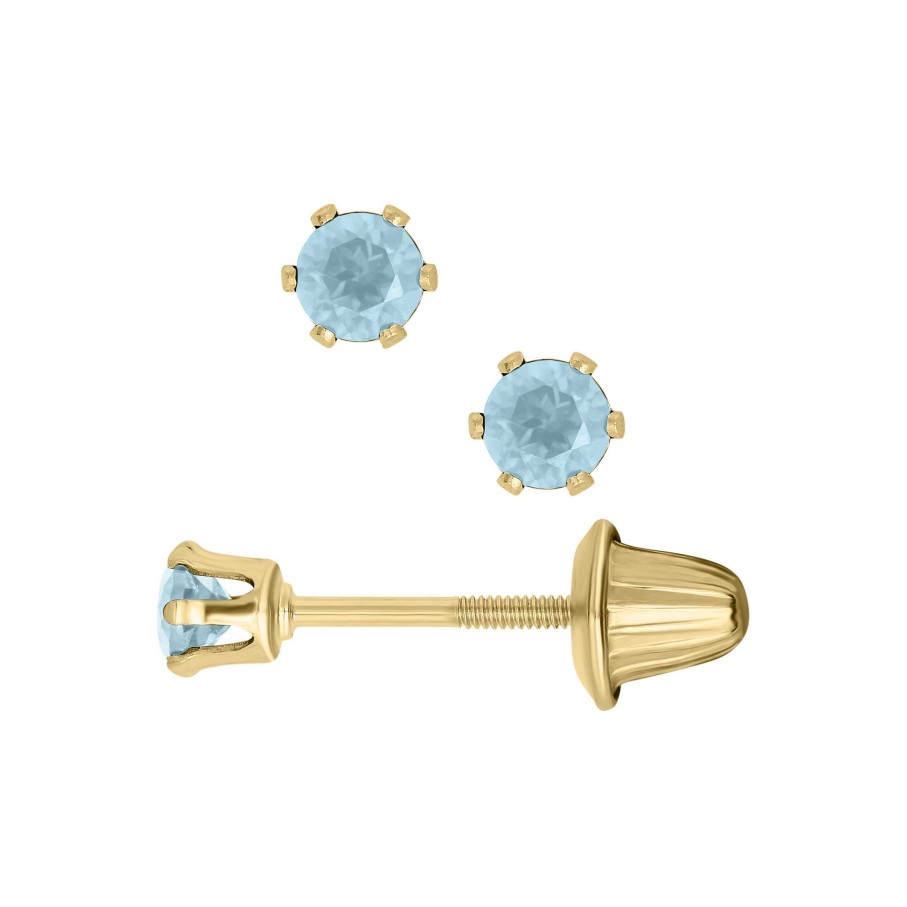 Earrings Bailey's Fine Jewelry | Bailey'S Children'S Collection March Birthstone Aquamarine Stud Earrings