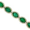 Bracelets & Bangles Bailey's Fine Jewelry | Emerald & Diamond Halo Bracelet In 14K Yellow Gold