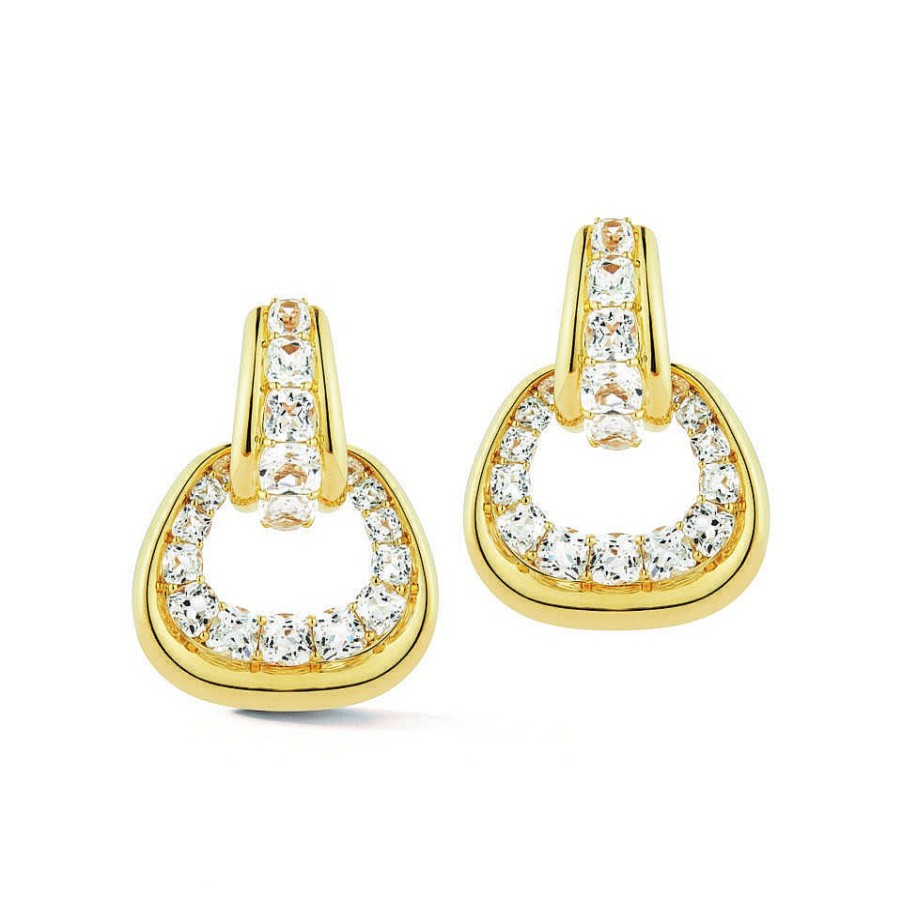 Earrings Seaman Schepps | Seaman Schepps Madison Hoop Earrings And Madison Buckle Drops With White Quartz In 18Kt Yellow Gold