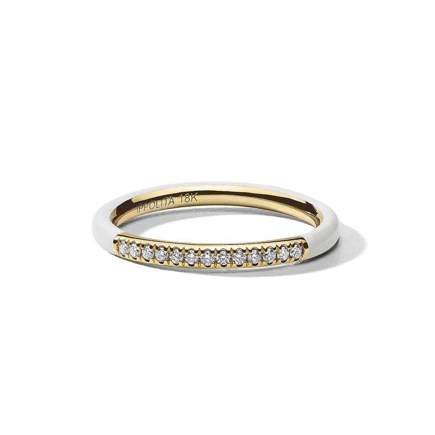 Fashion Rings Ippolita | Ippolita White Ceramic Ring In 18K Gold With Diamonds