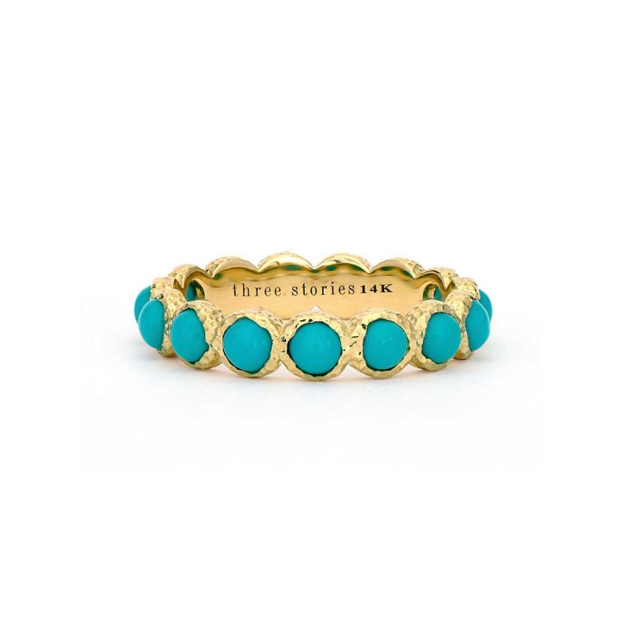 Fashion Rings Bailey's Fine Jewelry | Three Stories Classic Gold And Turquoise Band Ring