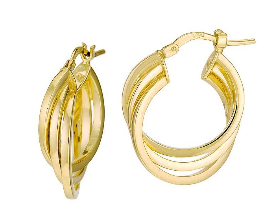 Earrings Bailey's | 14K Yellow Gold Triple Interlocking Leverback Hoop Earrings