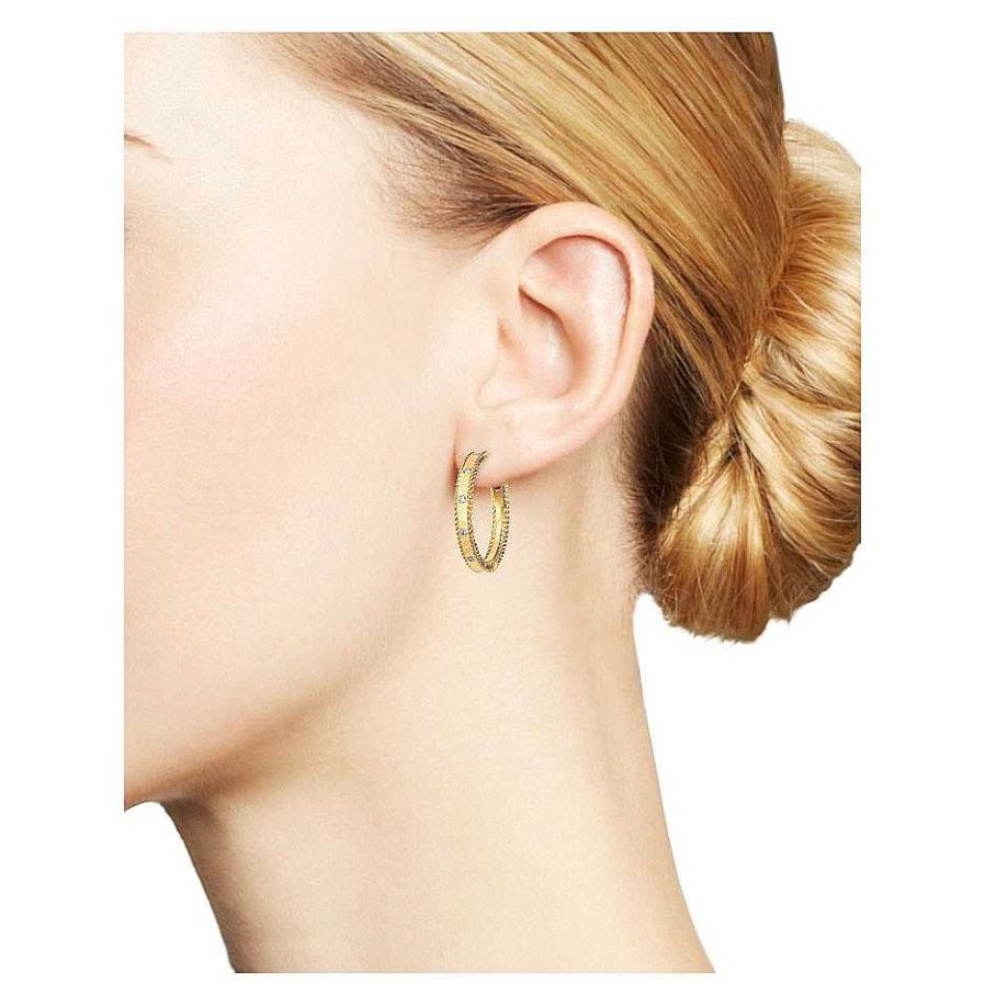 Earrings Roberto Coin | Roberto Coin 23Mm Princess Hoop Earrings