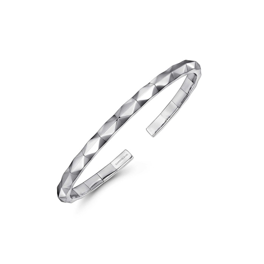 Bracelets & Bangles Gabriel & Co | Gabriel 925 Sterling Silver Faceted Open Cuff Bracelet