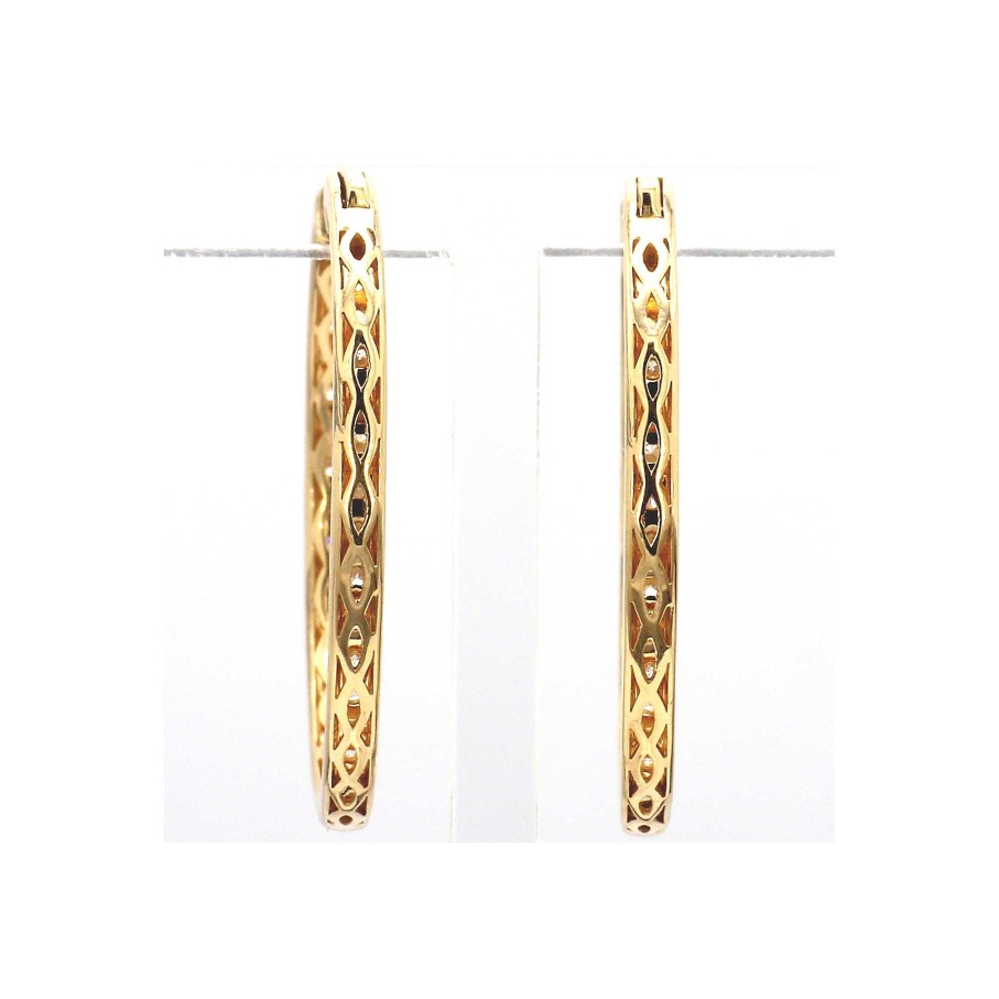 Earrings Bailey's Fine Jewelry | 2Ct Inside Outside Diamond Hoop Earrings