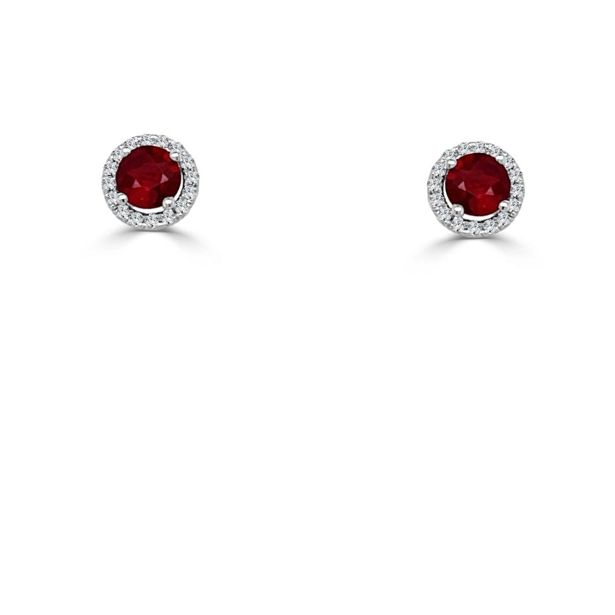 Earrings Bailey's | July Birthstone Diamond Halo Gold Stud Earrings