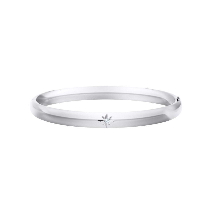 Bracelets & Bangles Bailey's Fine Jewelry | Bailey'S Children'S Collection Sterling Silver With Diamond Bangle