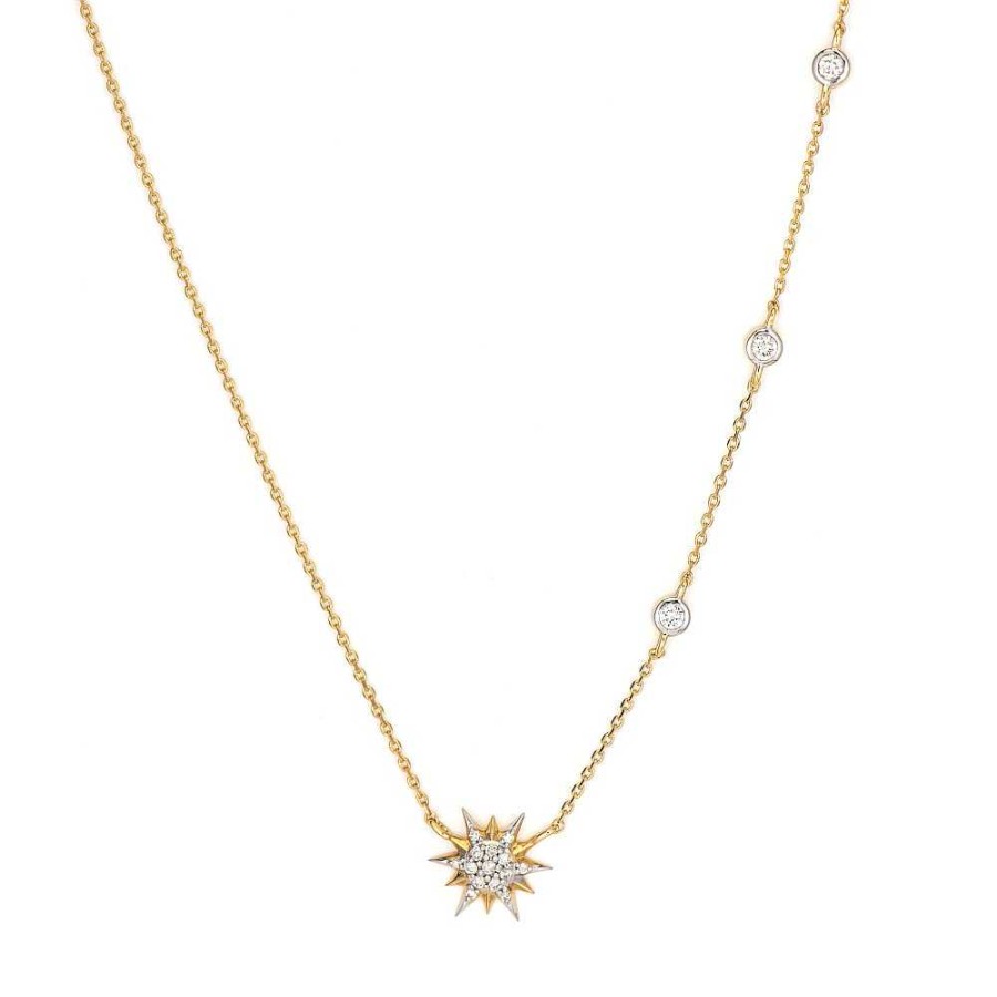 Necklaces & Pendants Bailey's Fine Jewelry | Three Stories Delicate Sunburst Love Explosion Diamond Bezel Necklace