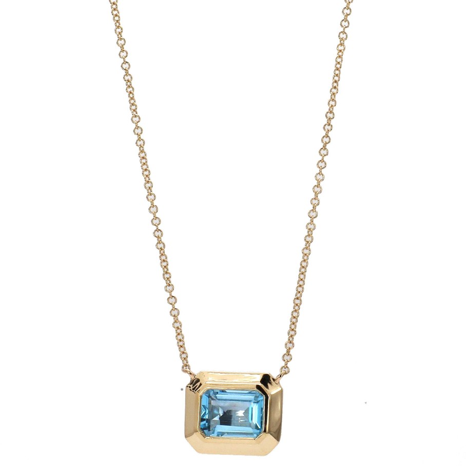 Necklaces & Pendants Bailey's Fine Jewelry | Bezel Set East/West Blue Topaz Necklace