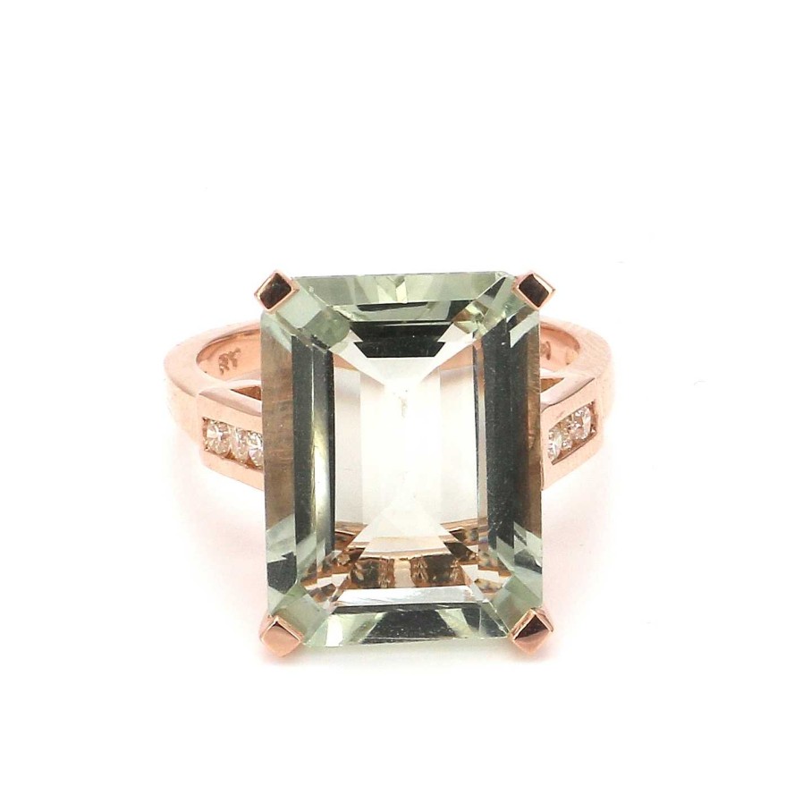 Fashion Rings Bailey's Fine Jewelry | Emerald Cut Green Amethyst Ring Set In Rose Gold