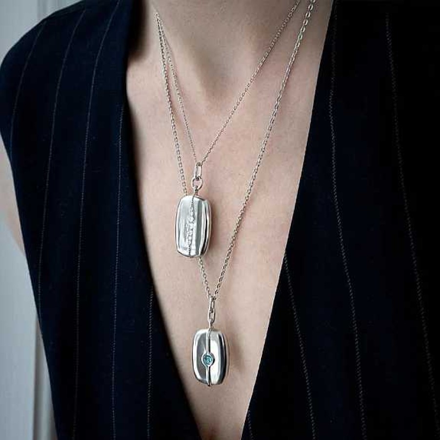 Lockets Monica Rich | Monica Rich Kosann Slim Rectangle "Kate" Locket Necklace