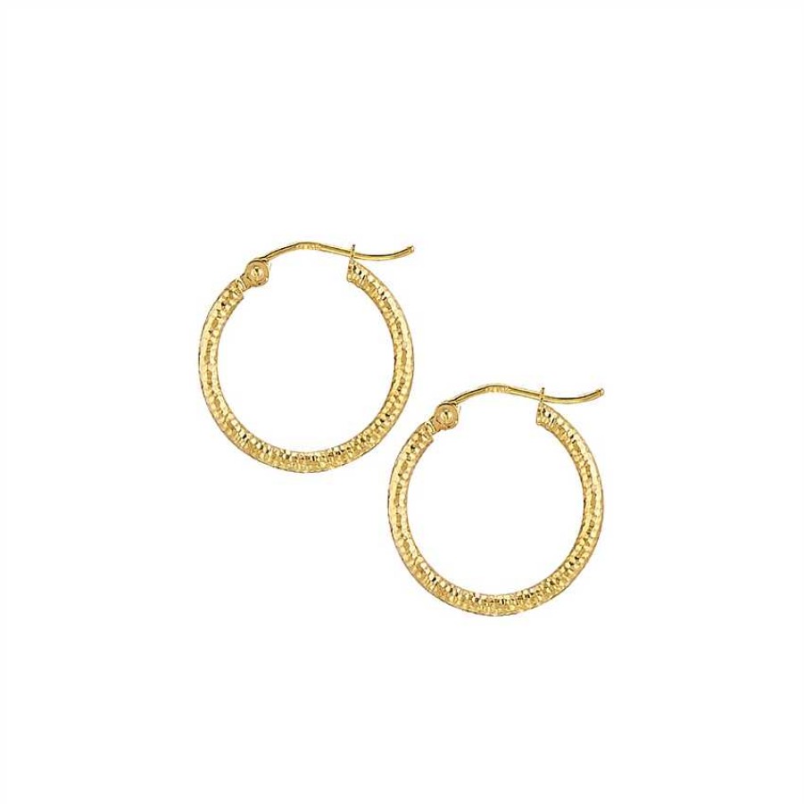 Earrings Bailey's Fine Jewelry | Textured Hoop Earrings In 14K Yellow Gold