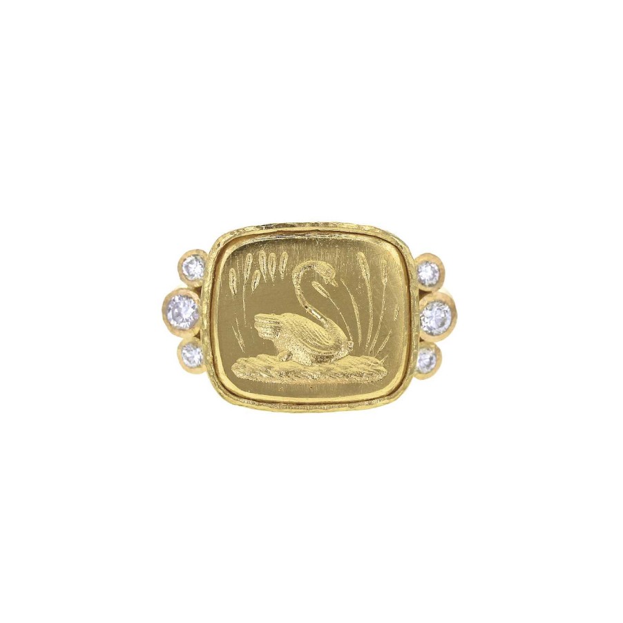 Fashion Rings Elizabeth Locke | Elizabeth Locke Gold Swan Ring With Diamonds