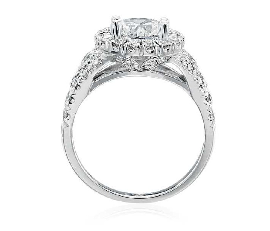 Engagement Rings Bailey's Fine Jewelry | Christopher Designs Round Halo Engagement Ring Setting In 18Kt White Gold