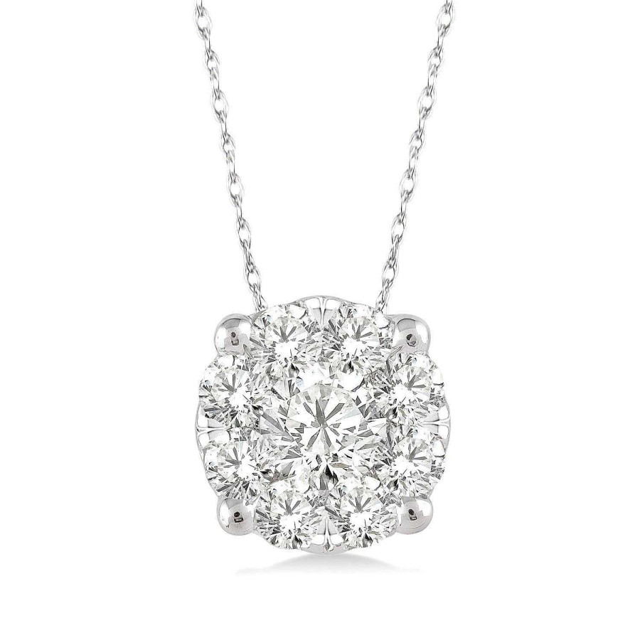 Necklaces & Pendants Bailey's Fine Jewelry | Cluster Diamond Pendant Necklace In 14K White Gold