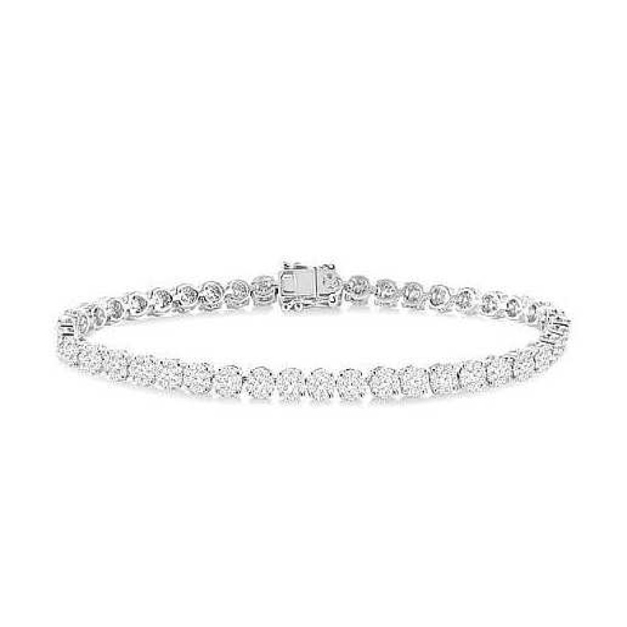 Bracelets & Bangles Bailey's Fine Jewelry | 7 Cluster Diamond Tennis Bracelet