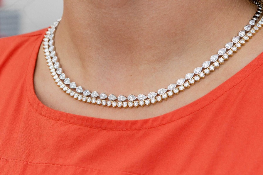 Necklaces & Pendants Bailey's Fine Jewelry | Diamond Pear Shape Bezel Tennis Necklace