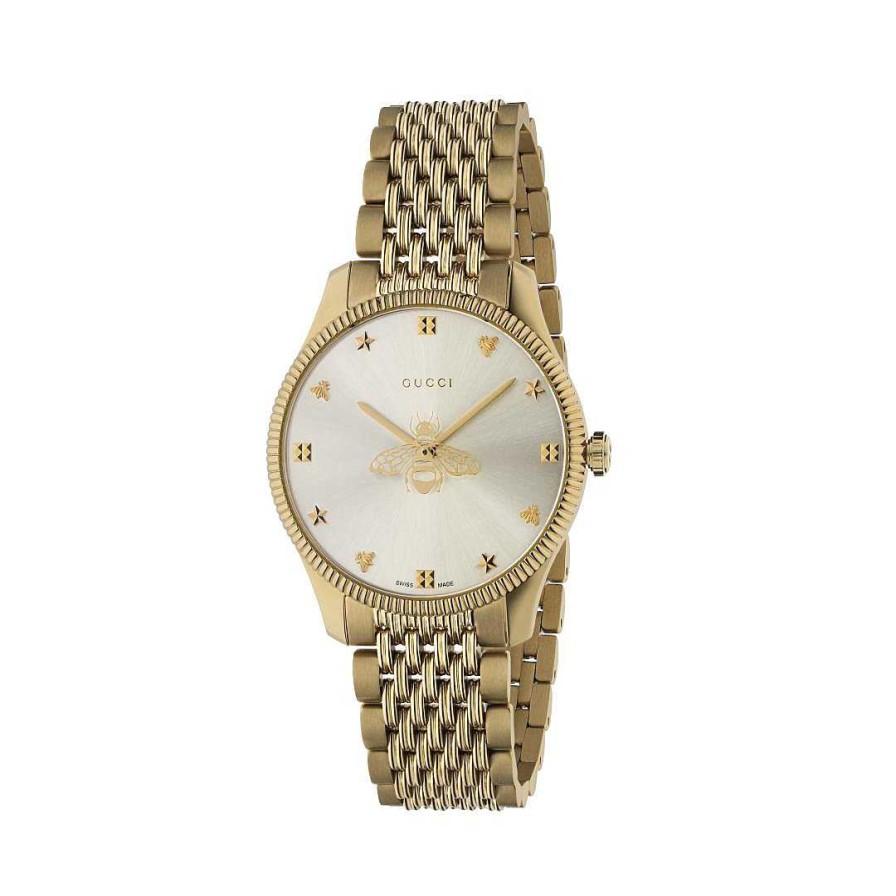 Watches Gucci | Gucci G-Timeless Slim 36Mm Yellow Gold Pvd Silver Bee Watch