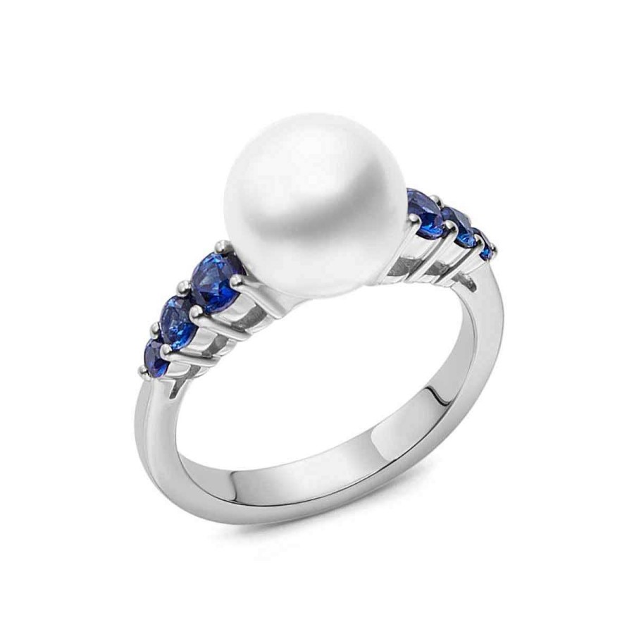 Fashion Rings Mikimoto | Mikimoto South Sea Pearl And Blue Sapphire Ring