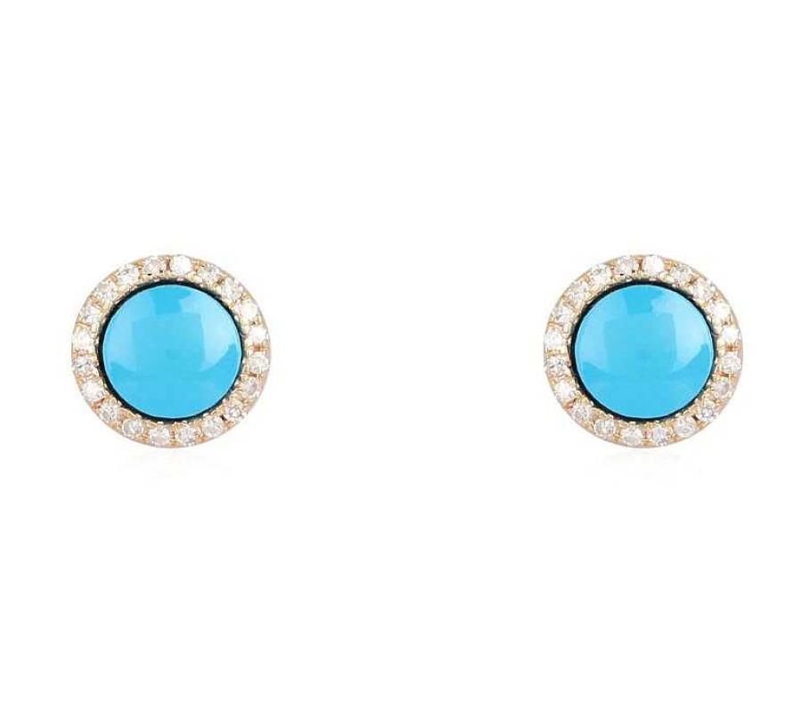 Earrings Bailey's | Turquoise And Diamond Halo Stud Earrings