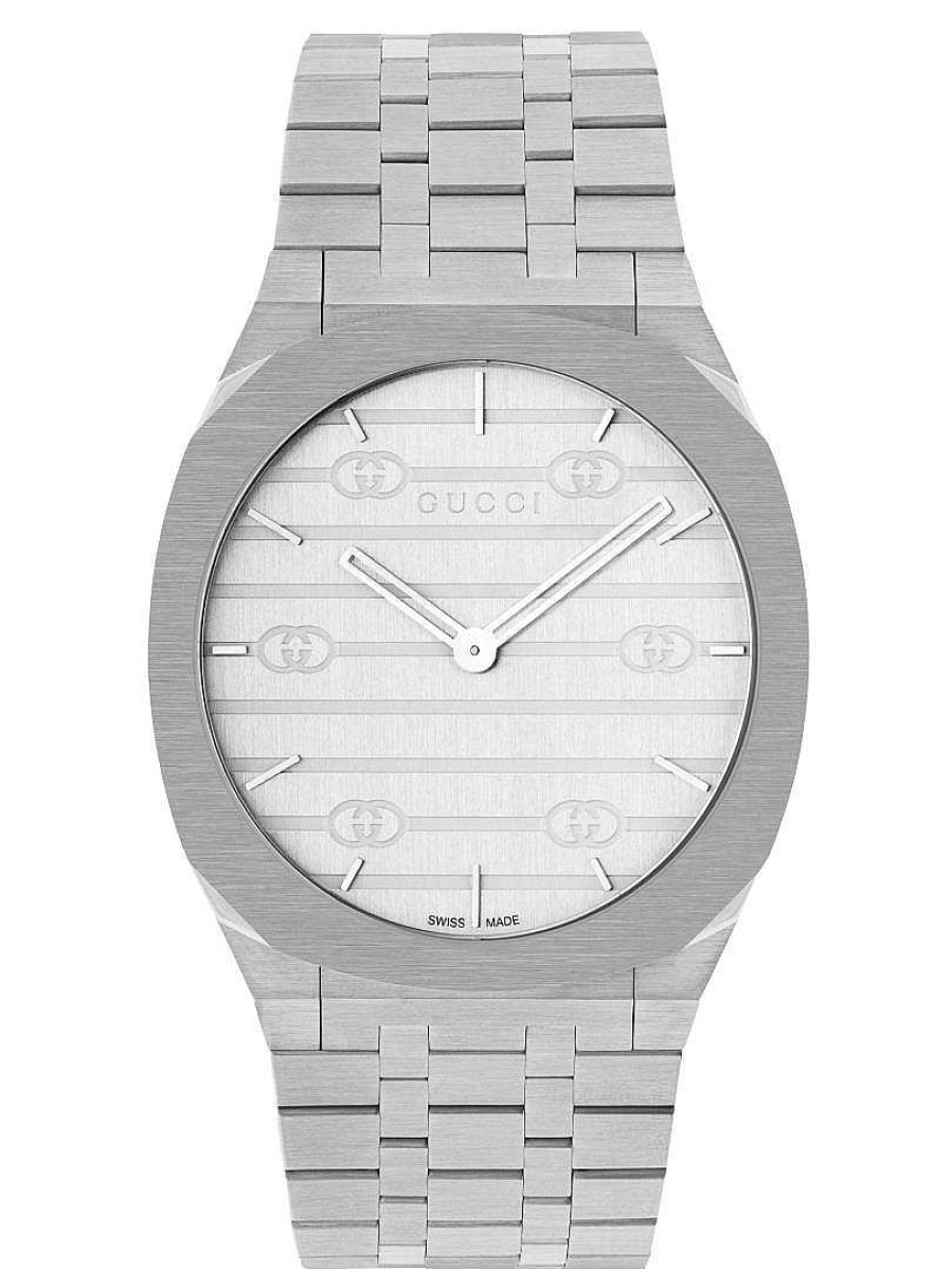 Watches Gucci | Gucci 25H 38Mm Silver Brass Steel Watch