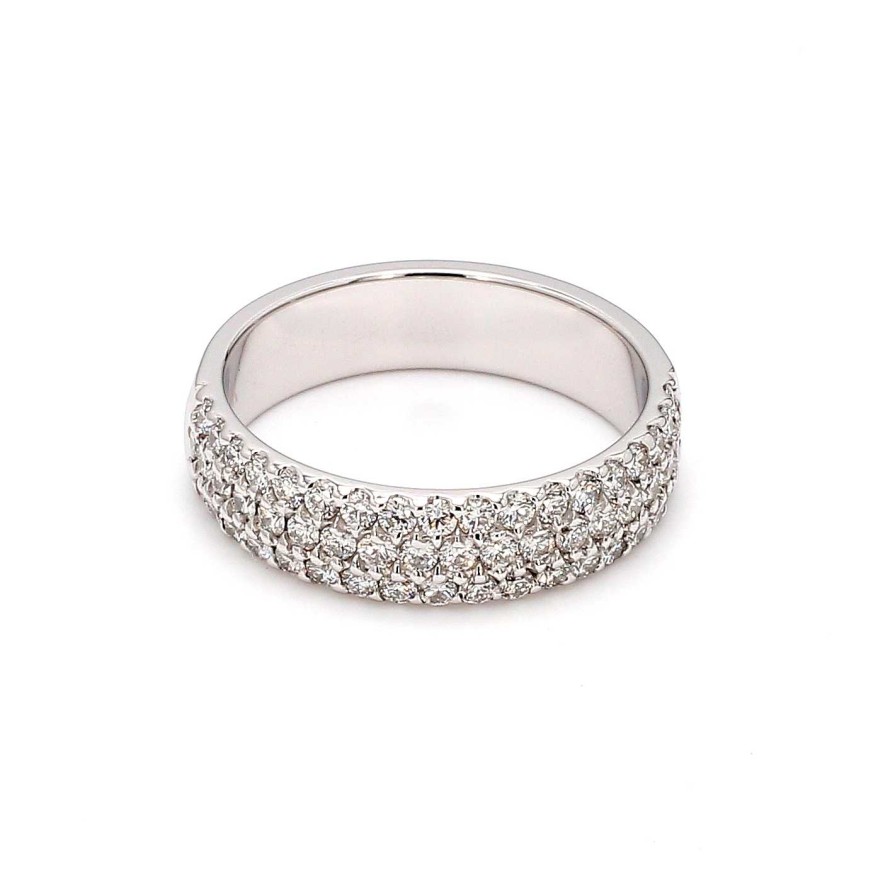 Fashion Rings Bailey's Fine Jewelry | Three Row Pave Diamond Ring In 14K White Gold