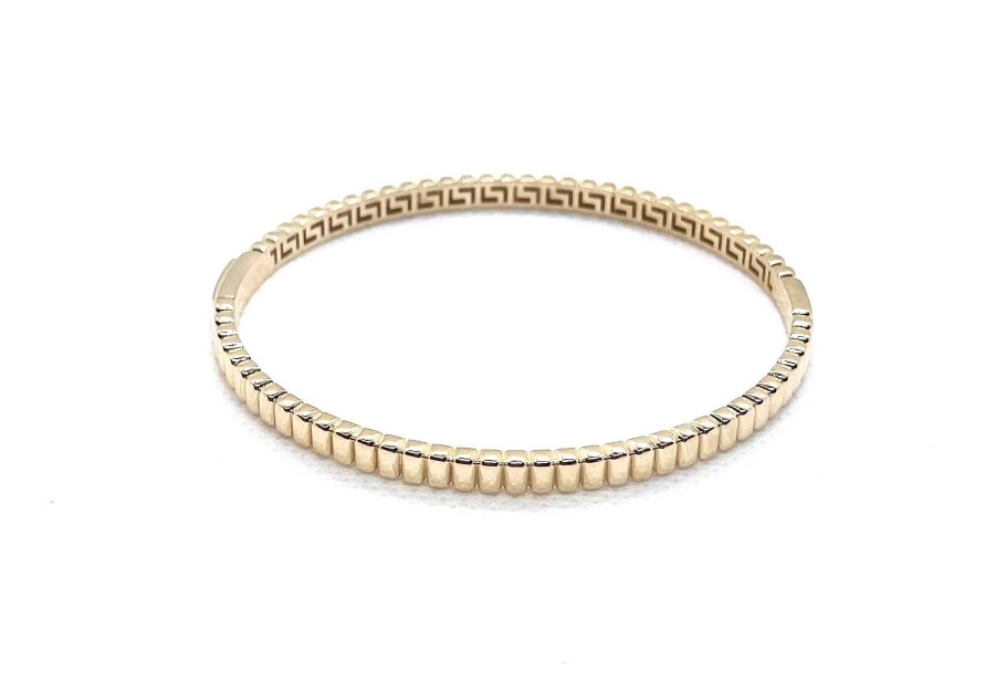 Bracelets & Bangles Bailey's | 14K Gold Ribbed Hinge Bangle Bracelet