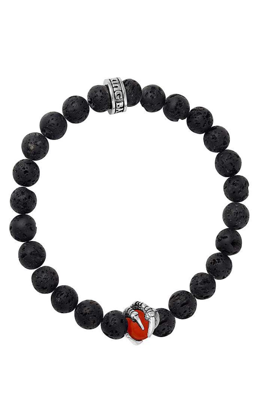 Men'S King Baby | King Baby Lava Rock Bracelet With Raven Claw Coral Bead