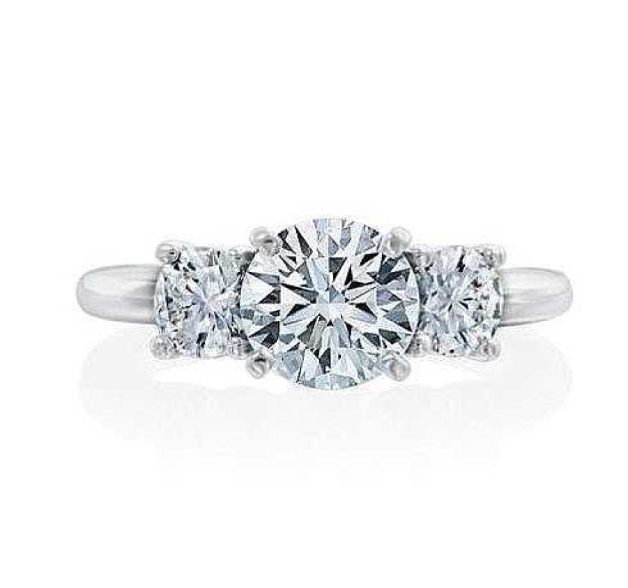 Engagement Rings Bailey's Fine Jewelry | Three Stone Engagement Ring With Round Side Stones