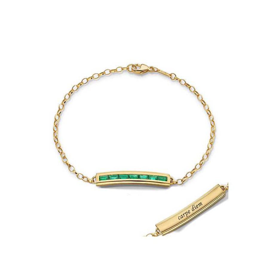 Bracelets & Bangles Monica Rich | Monica Rich Kosann Baguette Emerald "Carpe Diem" Petite Posey Bracelet