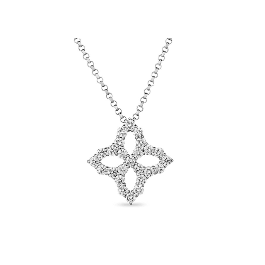 Necklaces & Pendants Roberto Coin | Roberto Coin Princess Flower Medium Diamond Pendant Necklace