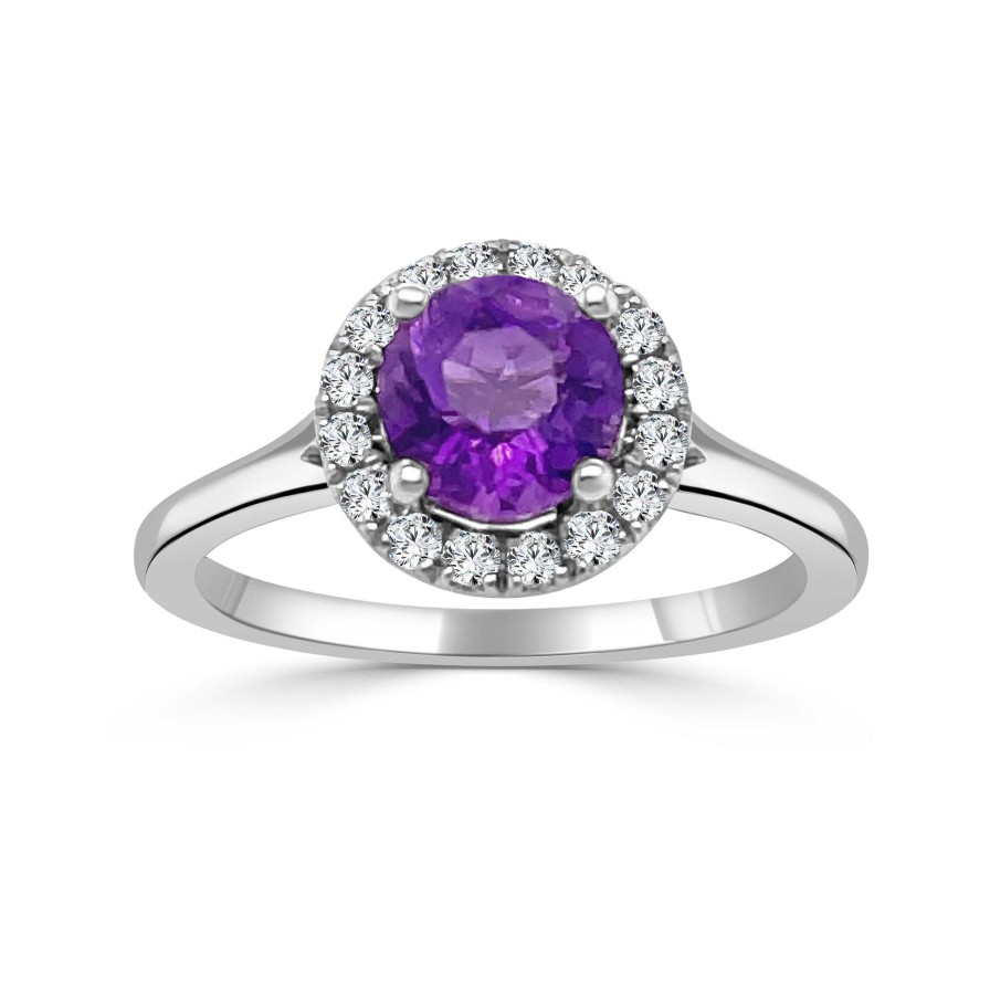 Fashion Rings Bailey's | February Birthstone Diamond Halo Gold Ring