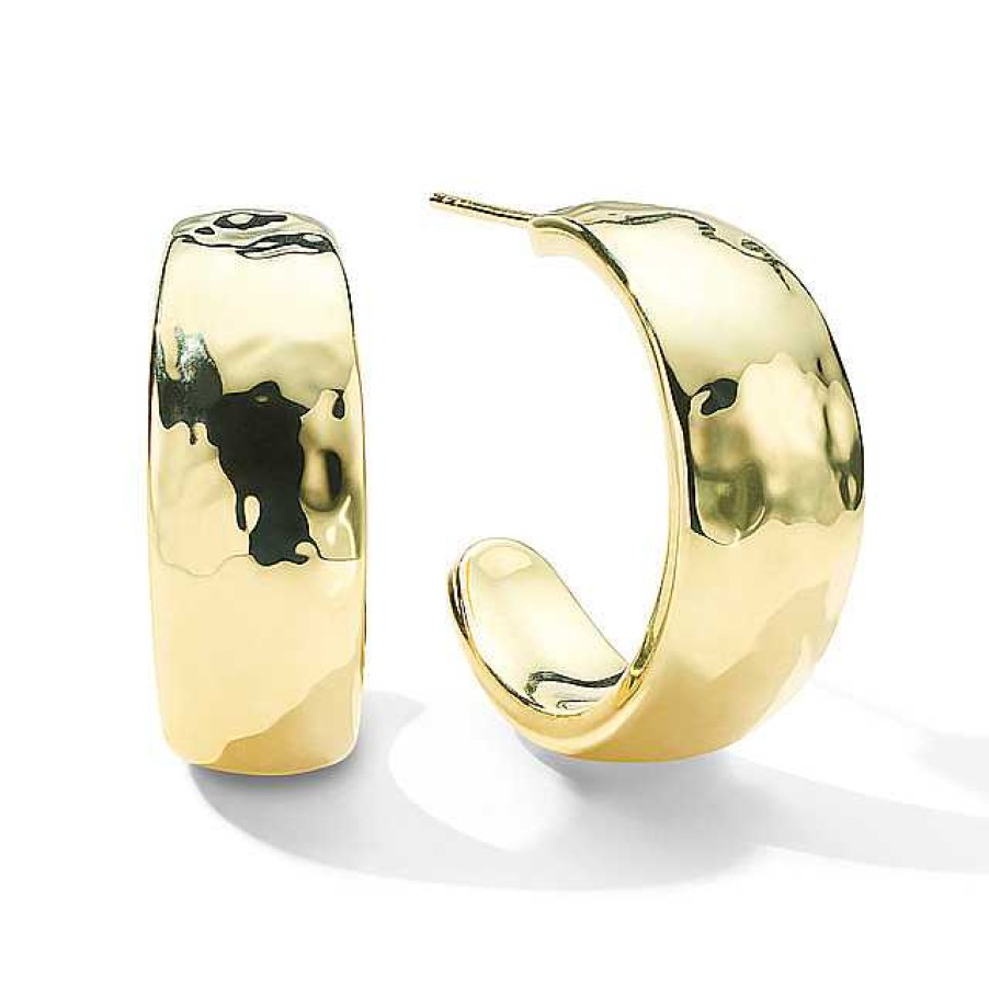 Earrings Ippolita | Ippolita 18Kt Gold Classico Hammered #2 Hoop Earrings