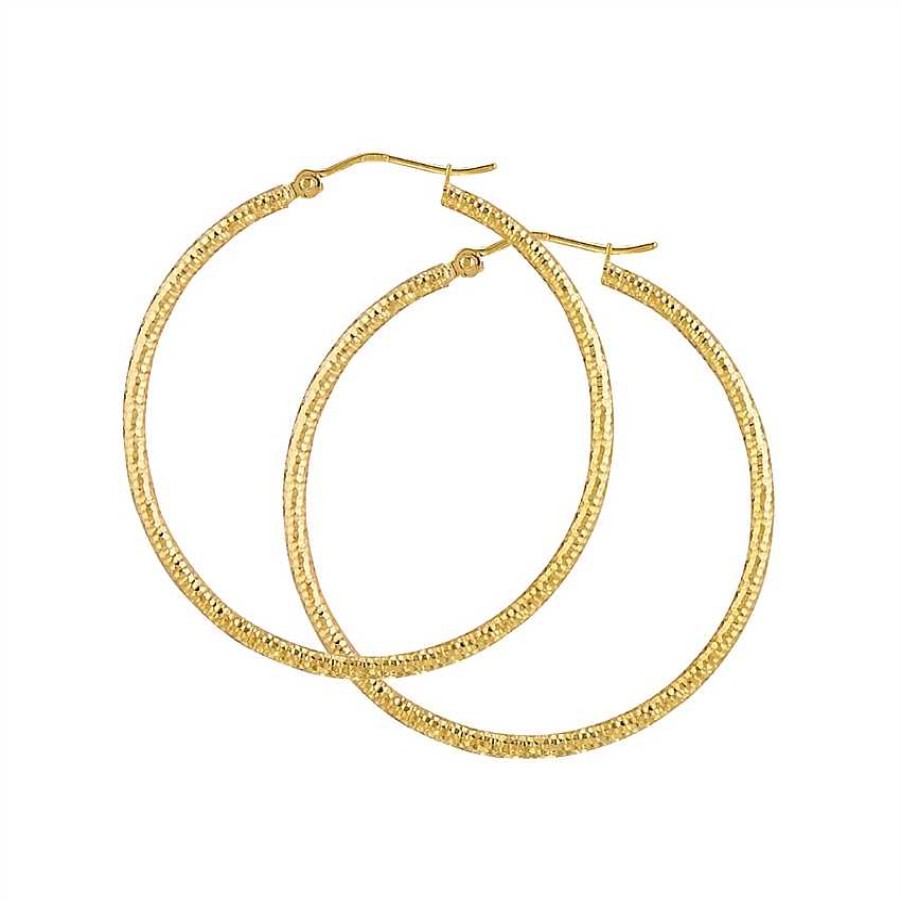 Earrings Bailey's Fine Jewelry | Ridged Hoop Earrings In 14K Yellow Gold