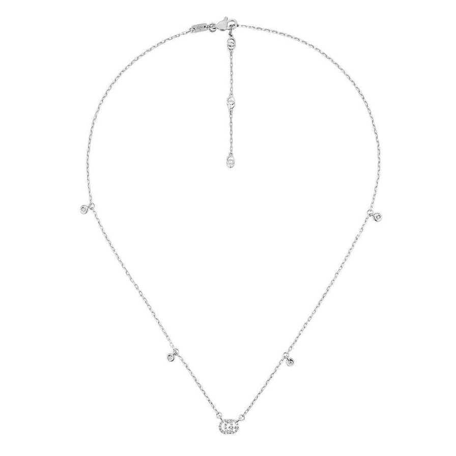 Necklaces & Pendants Gucci | Gucci Gg Running 18Kt White Gold Diamond Necklace