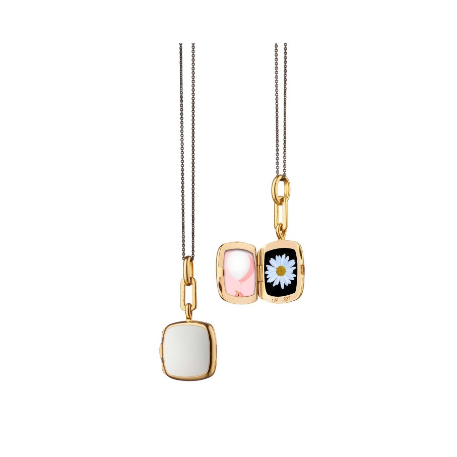 Lockets Monica Rich | Monica Rich Kosann White Enamel Locket