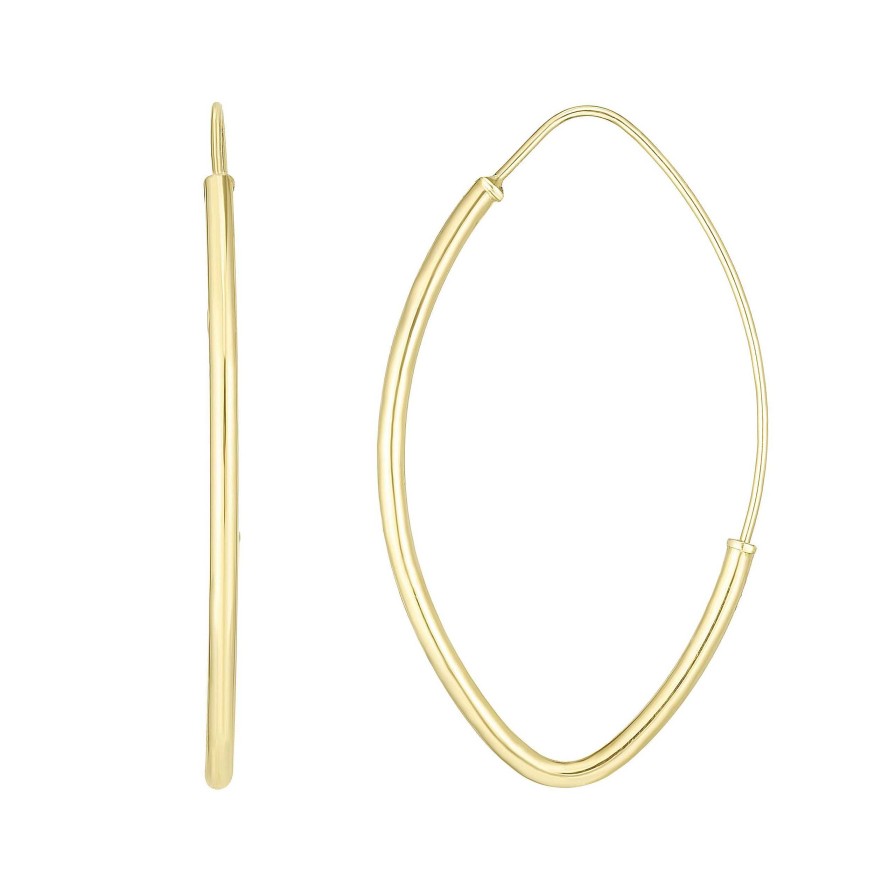 Earrings Bailey's Fine Jewelry | Marquise Shaped Small Hoop Earrings In 14K Yellow Gold