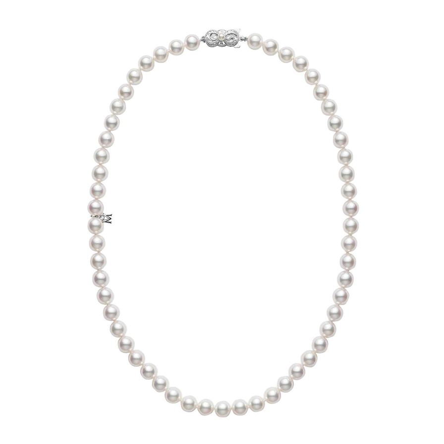 Necklaces & Pendants Mikimoto | Mikimoto Akoya Pearl Princess Strand Necklace In 18Kt White Gold