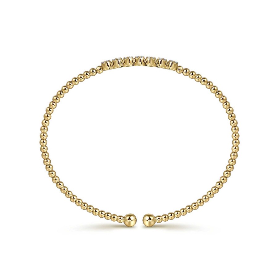 Bracelets & Bangles Gabriel & Co | Gabriel 14K Yellow Gold Bujukan Bead And Cluster Diamond Bangle