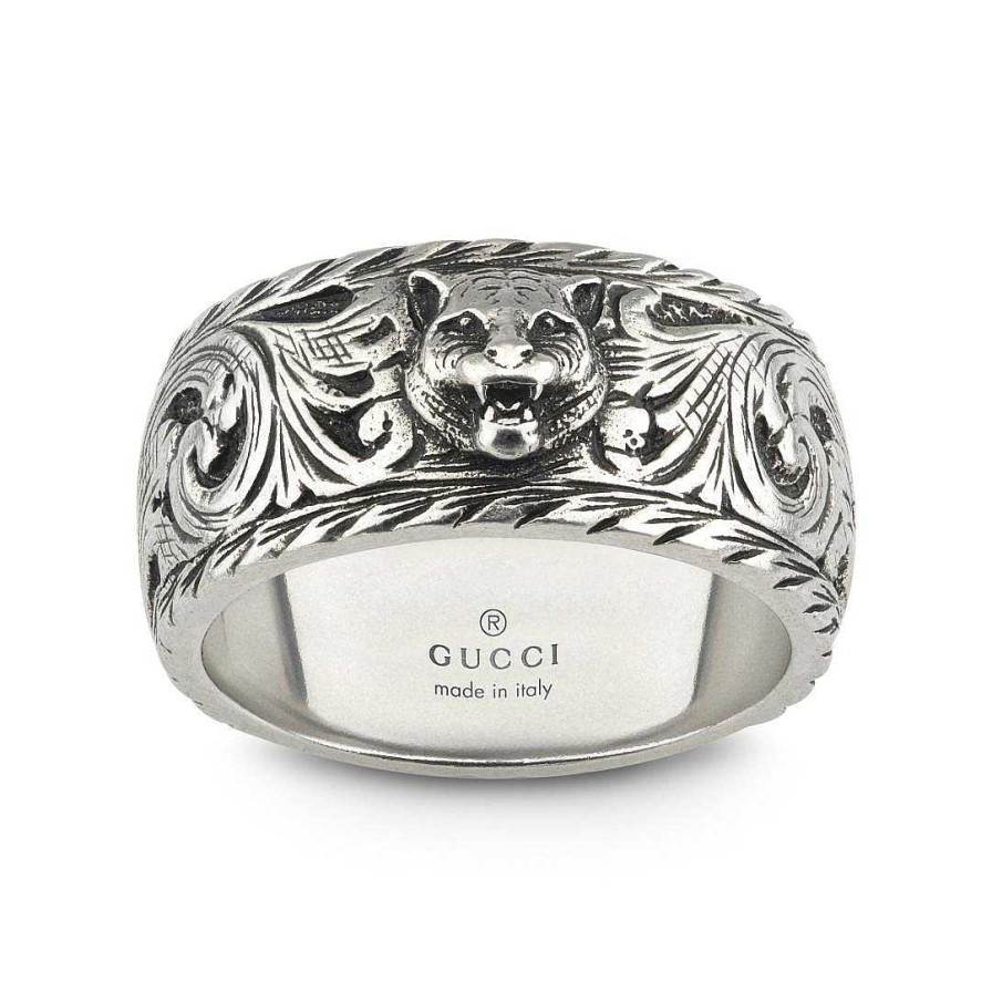 Fashion Rings Gucci | Gucci Garden Feline Head Silver Band Ring