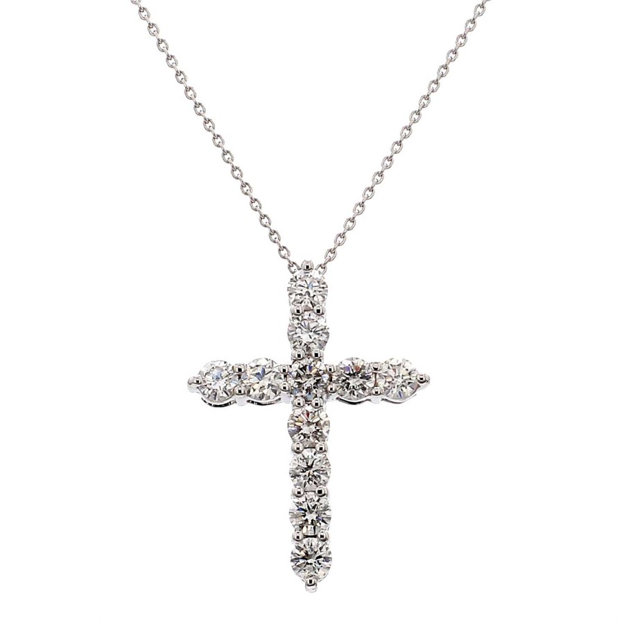 Necklaces & Pendants Bailey's Fine Jewelry | 3/4Ctw Diamond Cross Pendant Necklace In 14K White Gold