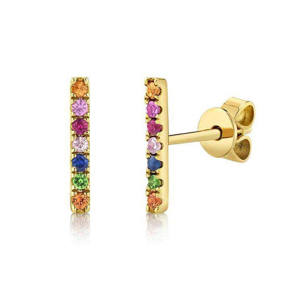 Earrings Bailey's Goldmark Collection | Bailey'S Goldmark Collection Rainbow Bar Stud Earrings In 14K Yellow Gold