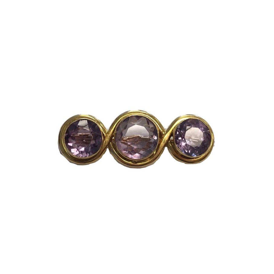 Pins & Brooches Bailey's Fine Jewelry | Bailey'S Estate Amethyst 3 Stone Pin In 14Kt Yellow Gold