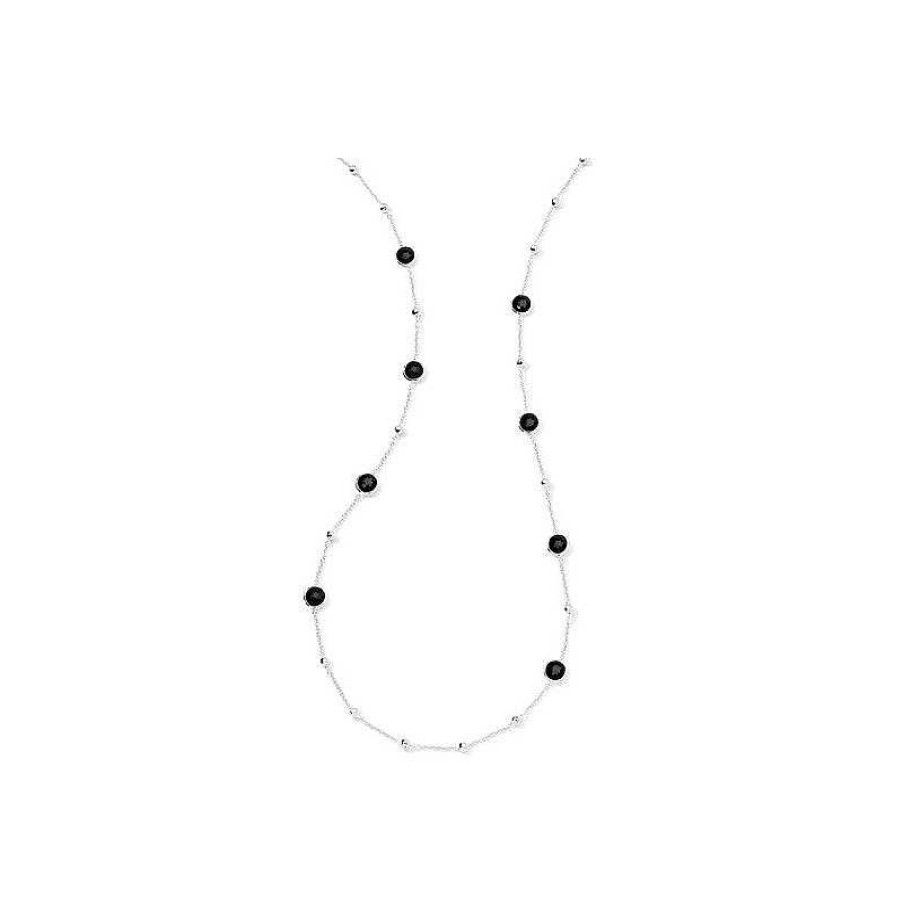 Necklaces & Pendants Ippolita | Ippolita Sterling Silver Rock Candy Mini Lollipop And Hammered Ball Station Necklace In Black Onyx