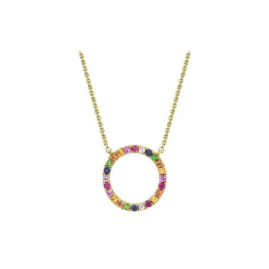 Necklaces & Pendants Bailey's Goldmark Collection | Bailey'S Goldmark Collection Rainbow Circle Pendant Necklace In 14K Yellow Gold