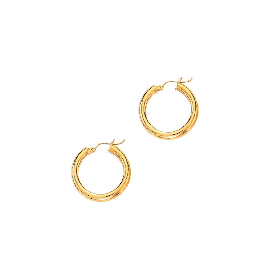 Earrings Bailey's Fine Jewelry | 4Mm Hoop Earrings In 14K Yellow Gold