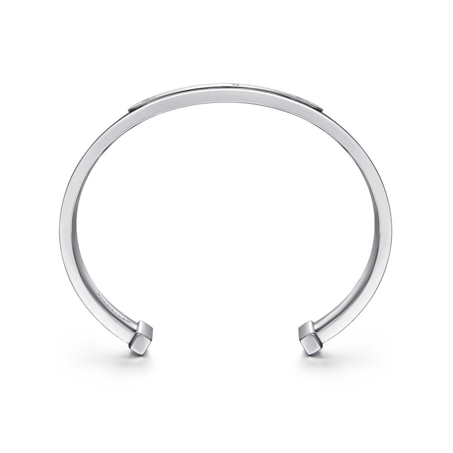 Bracelets & Bangles Gabriel & Co | Gabriel 925 Sterling Silver And Leather Cross Id Cuff Bracelet