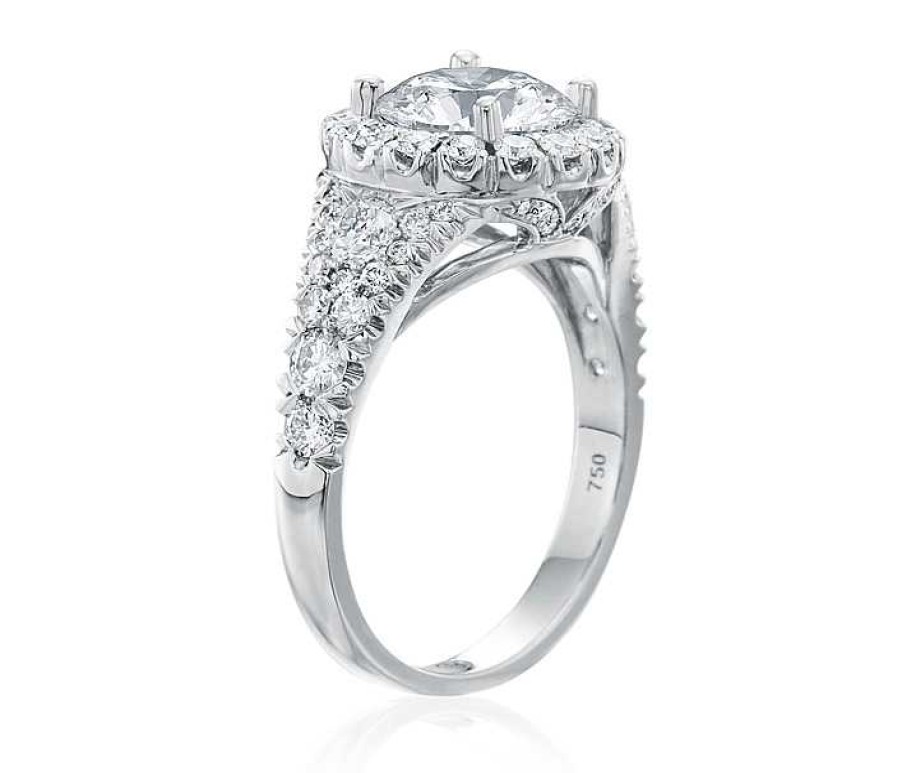 Engagement Rings Bailey's Fine Jewelry | Christopher Designs Round Halo Engagement Ring Setting In 18Kt White Gold